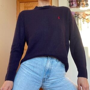 Ralph Lauren Navy Blue Crew Neck Sweater